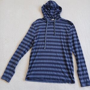 vans ♡ hooded striped shirt large blue skate cotton poly